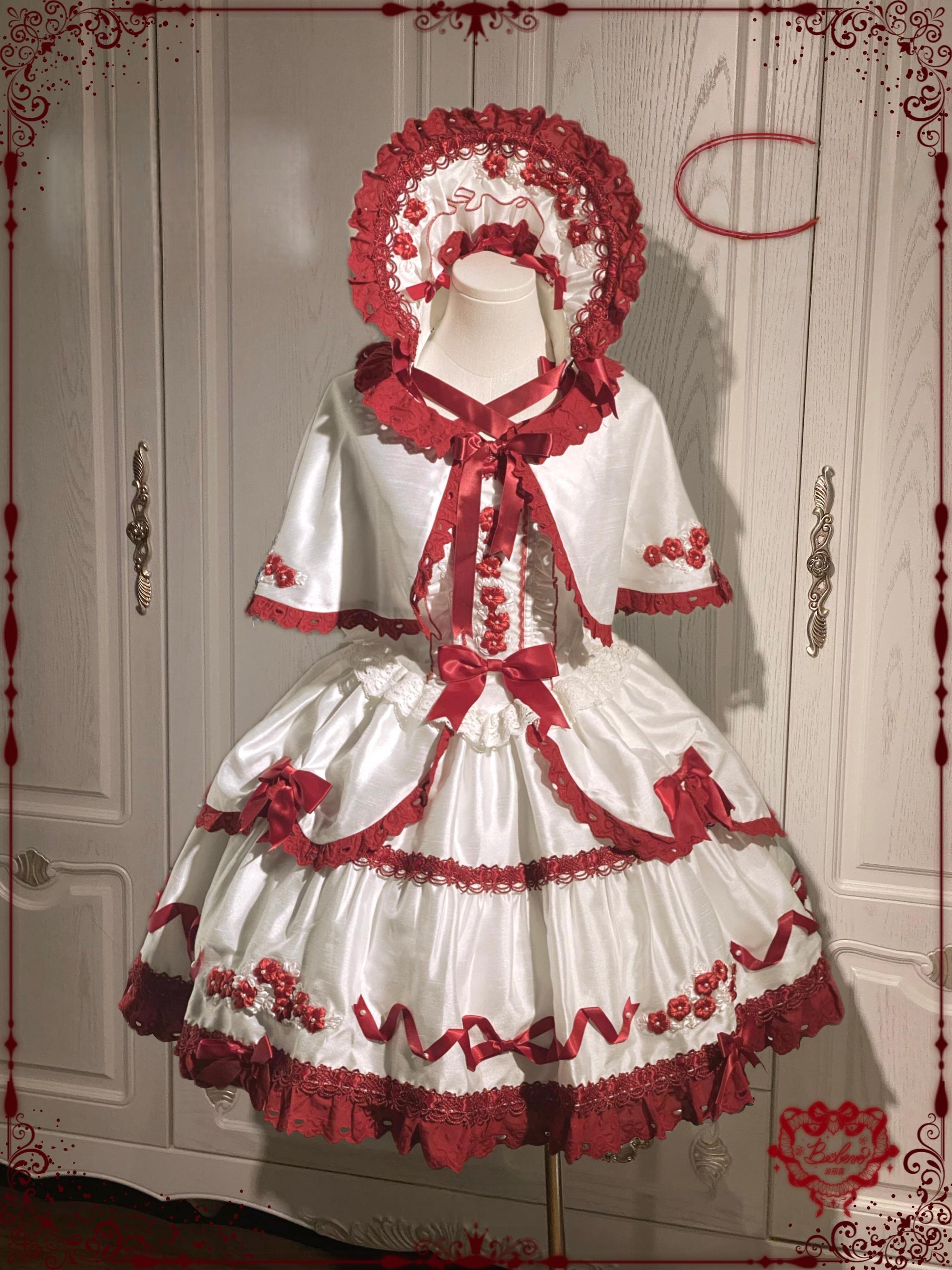 Charlotte Bouquet - Old School Lolita JSK Set, Embroidery & Bows (L M S XL) 45093:835410