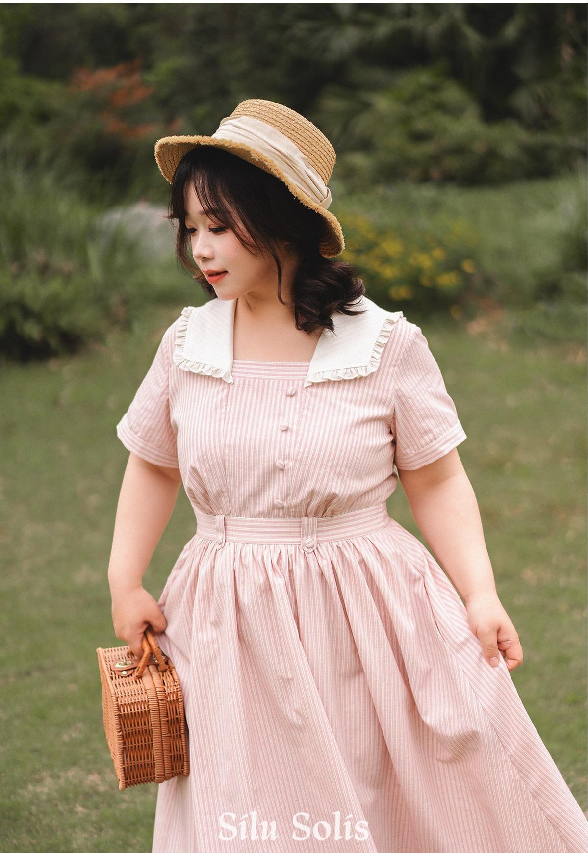 Endless Forest - Summer Striped Classic Lolita OP Dress, Short Sleeve