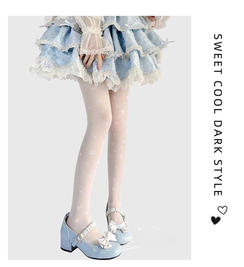 Hua Nai Cat - Summer Kawaii Lolita Thin Tights Sheer Pantyhose with Star Pattern