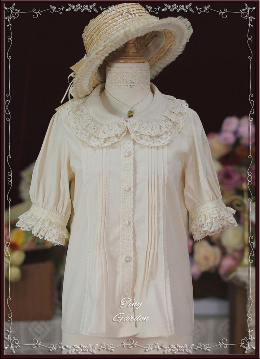 Tiny Garden - Antique Doll - Kawaii Cotton Lolita Blouse S apricot