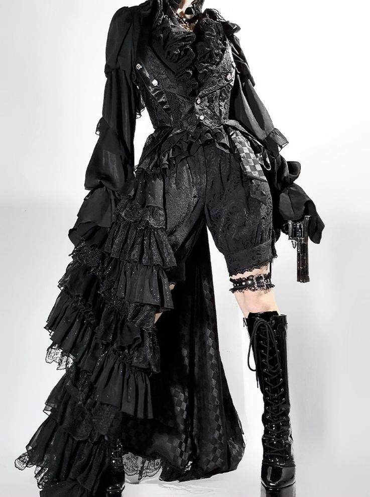 Genesis and Armageddon - Gothic Lolita High-low Hem Shirt, Boning SK