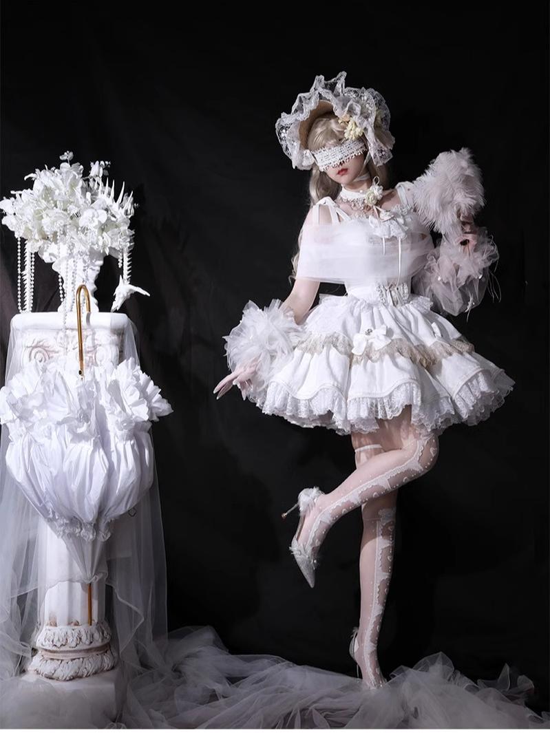 Forest Fluorescent Carps - Black Lady - Gothic Lolita JSK Dress Set