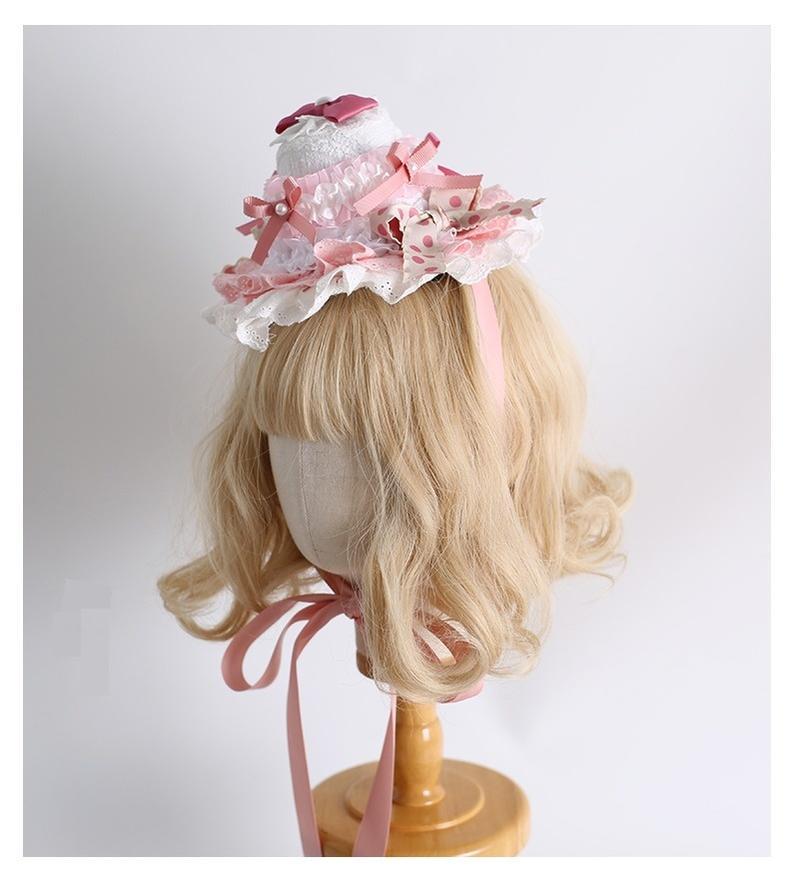 Xiaogui - Sweet Lolita Mini Top Hat with Double-layered Cake Shape