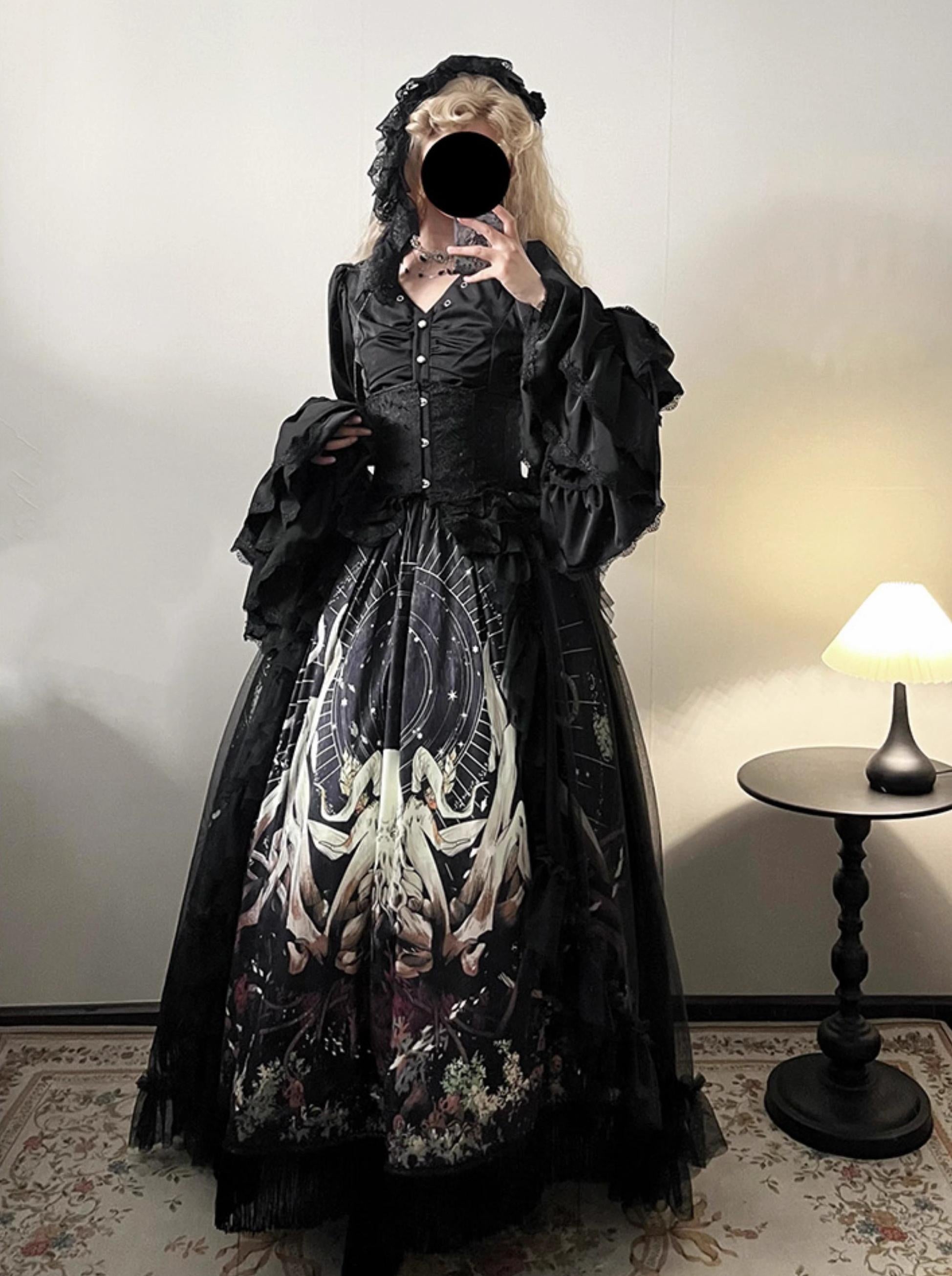 Caged Bird Hotel - Reborn Ancient God - Gothic Lolita Shirt & Skirt Set