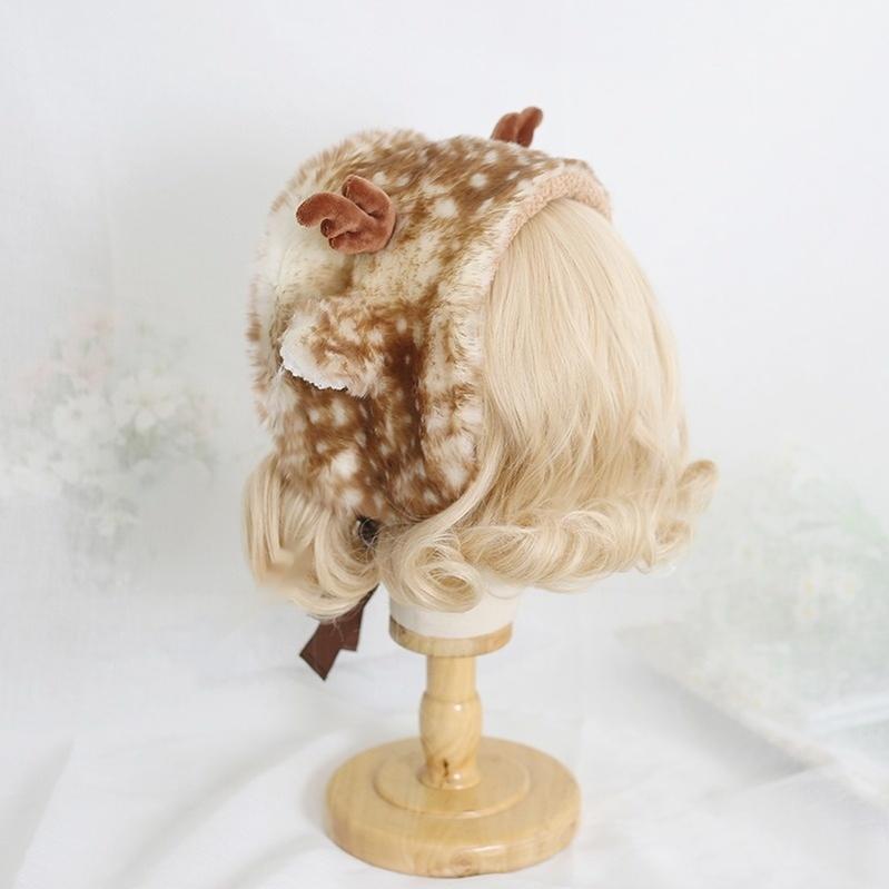 Xiaogui - Deer Spot - Kawaii Lolita Warmer Hat Japanese Sweet Deer Earmuff Hat