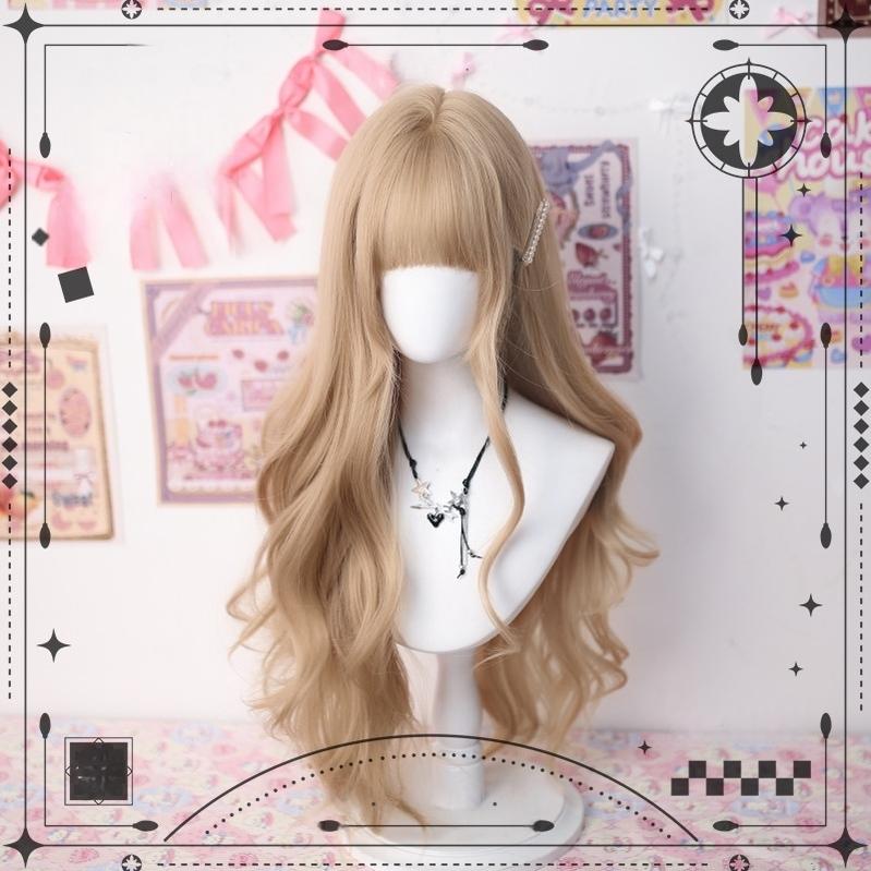 Dalao Home - Sweet Lolita Wig Double Ponytails Long Wavy Wig 2597B Milk Tea Gold (Loose Hair)
