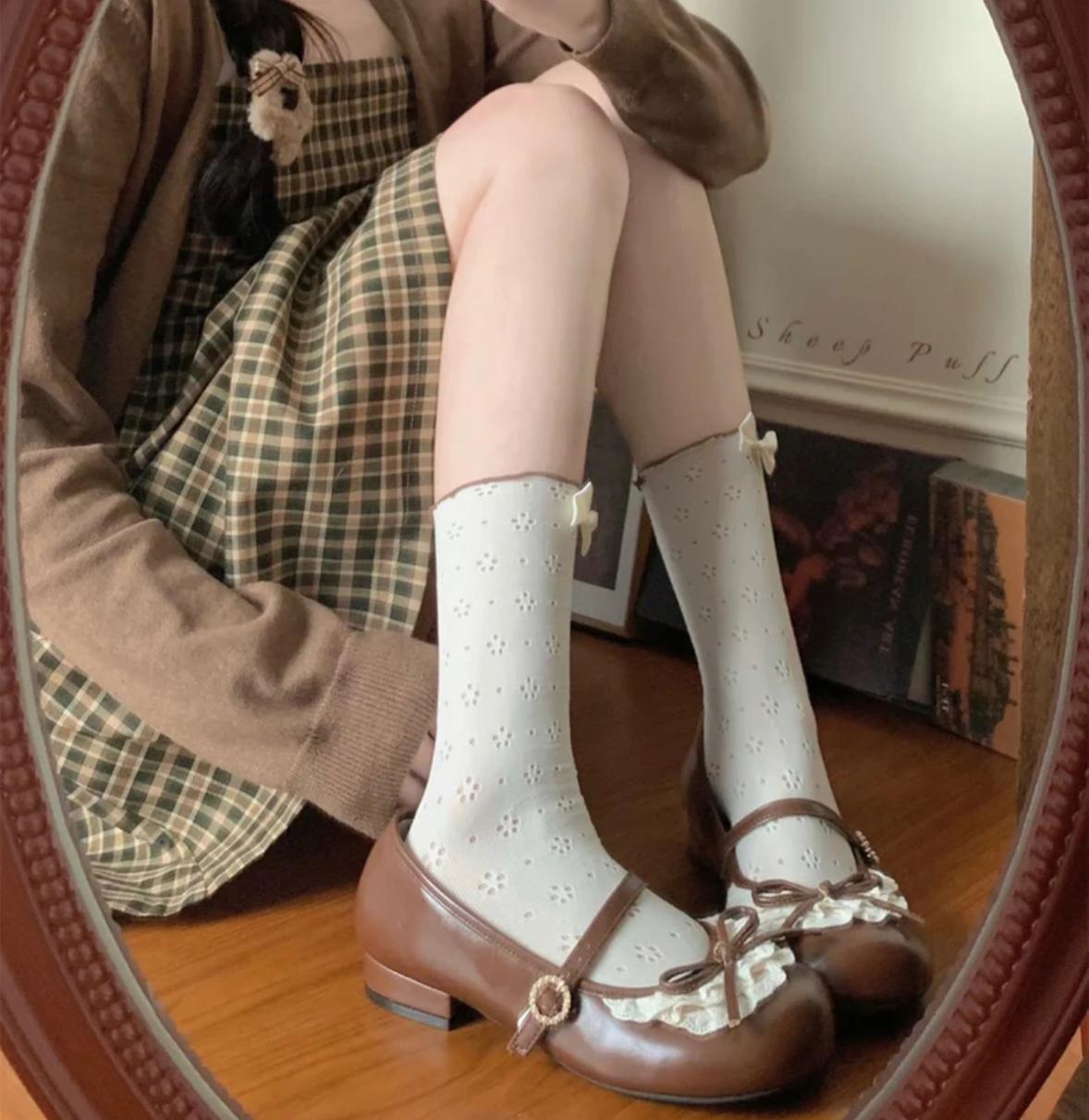 Sheep Puff~Little Leila~Kawaii Lolita Shoes Round Toe Flat Shoes   