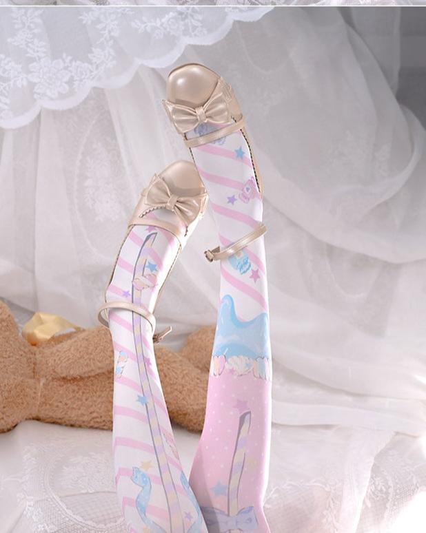 Roji roji - Fairy Kei Sweet Lolita Print Stockings