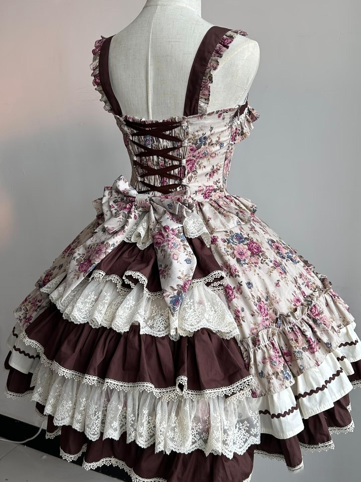 Alice in the Mirror - Albion Reverie - Floral Printed Old School Lolita JSK, Bust-Supporting Dress 44299:802568