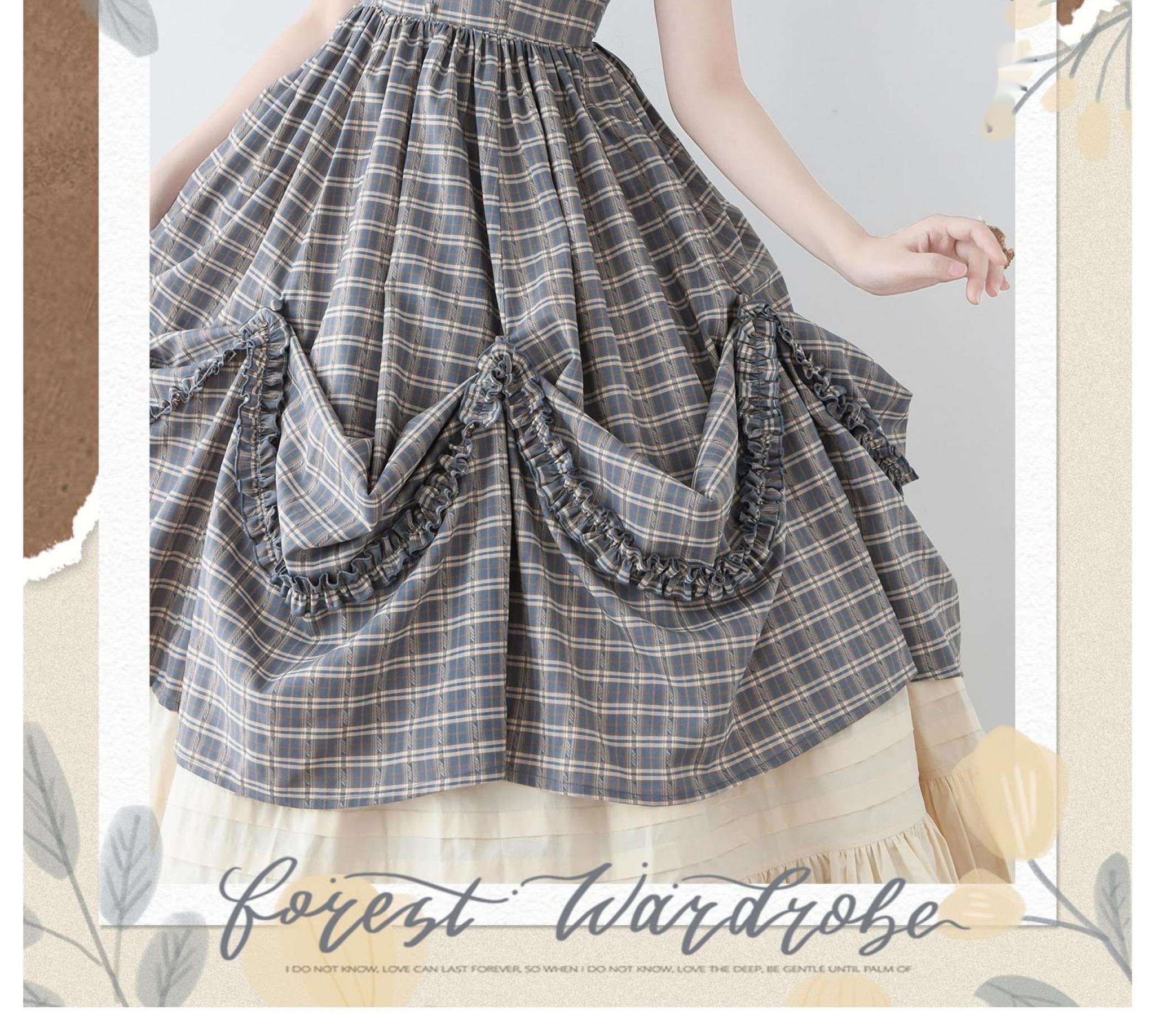 Forest Wardrobe - Forest Picnic - Classic Lolita OP Dress with Off-Shoulder and Lifting Hem