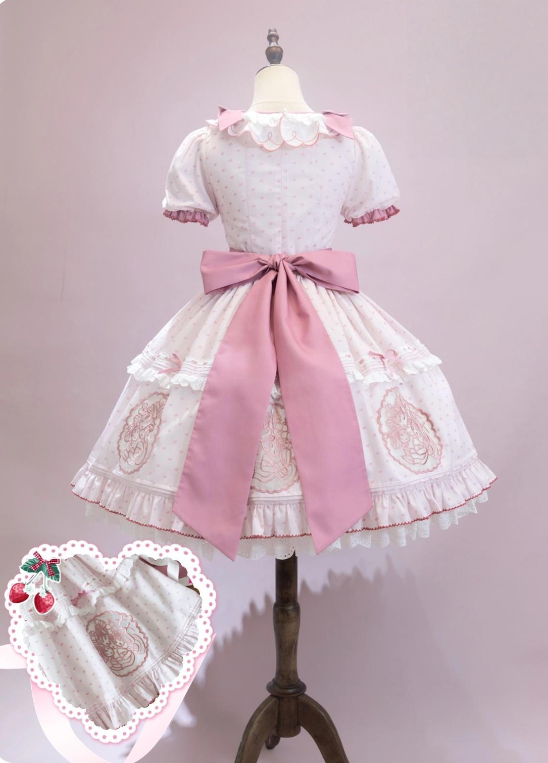 Berry Trap - Embroidered Sweet Lolita OP Dress, Polka Dot