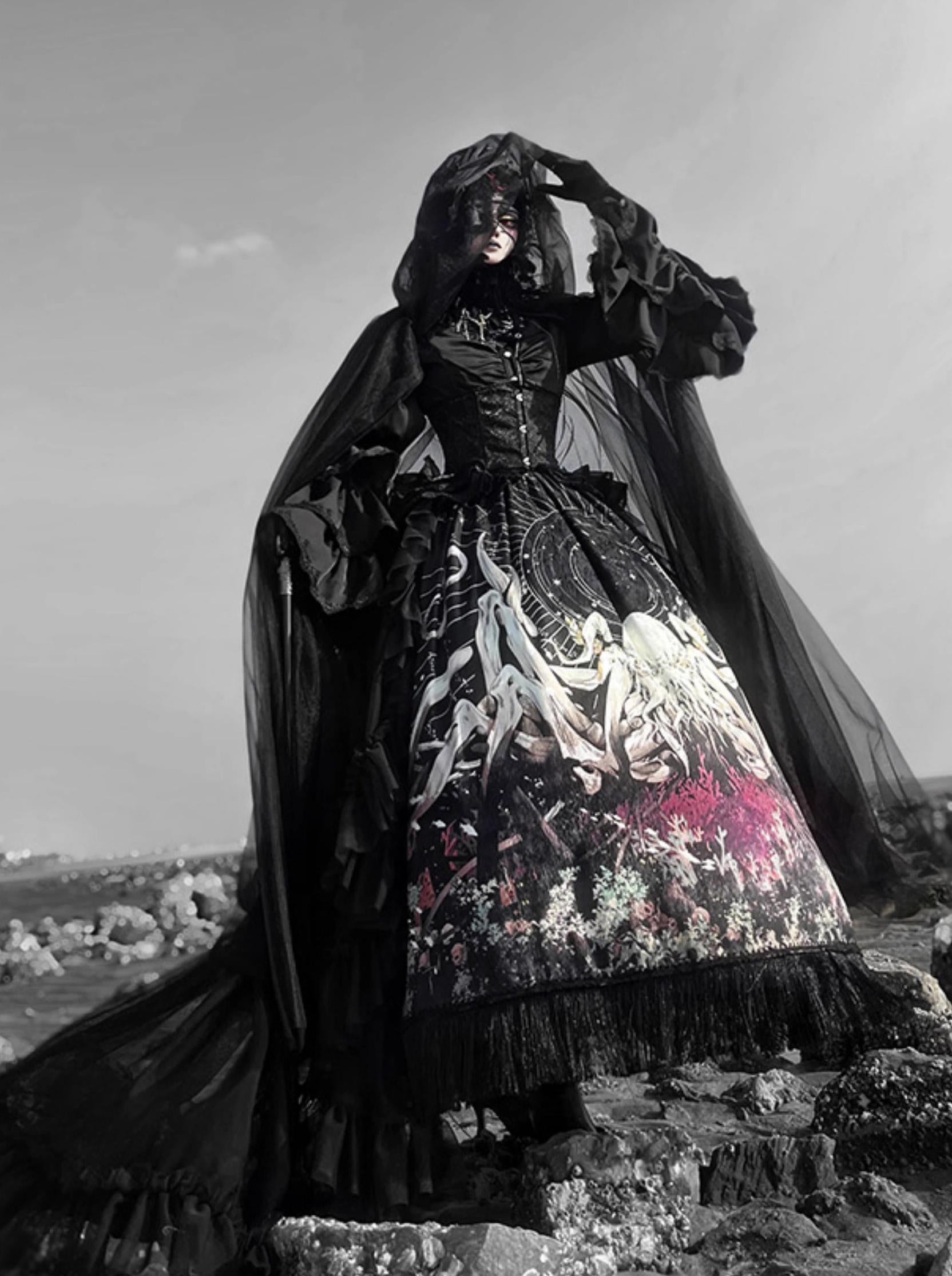 Caged Bird Hotel - Reborn Ancient God - Gothic Lolita Shirt & Skirt Set