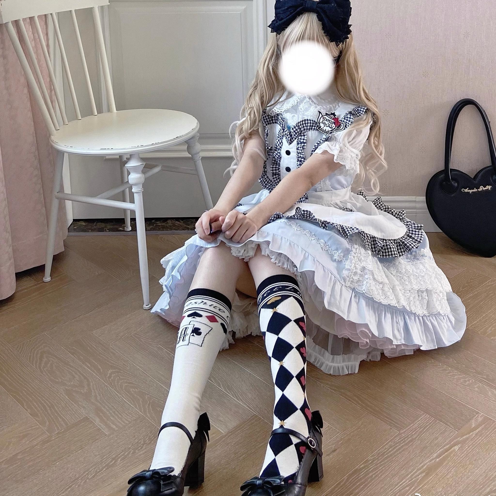 Yukines Box - Daily Lolita Cotton Asymmetric Print Socks