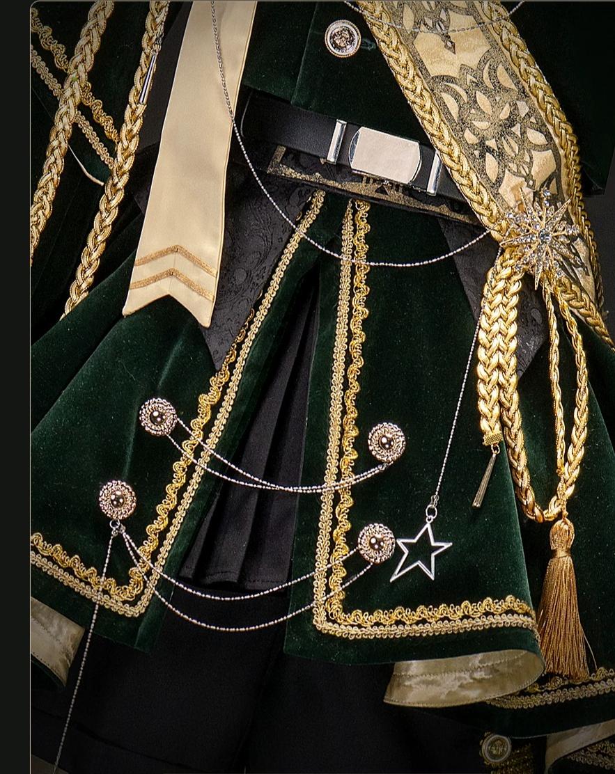 Canticle of Rites - Military Ouji Lolita Jacket & Shorts Set, Detachable Train 46053:873814