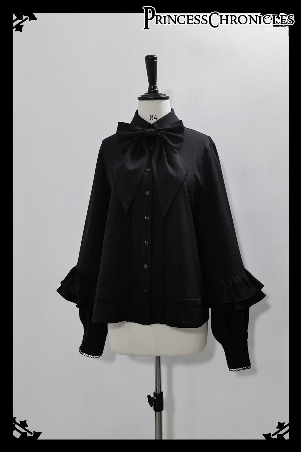 Princess Chronicles - Doll - Black Ouji Lolita Shirt with Removable Large Bow Tie