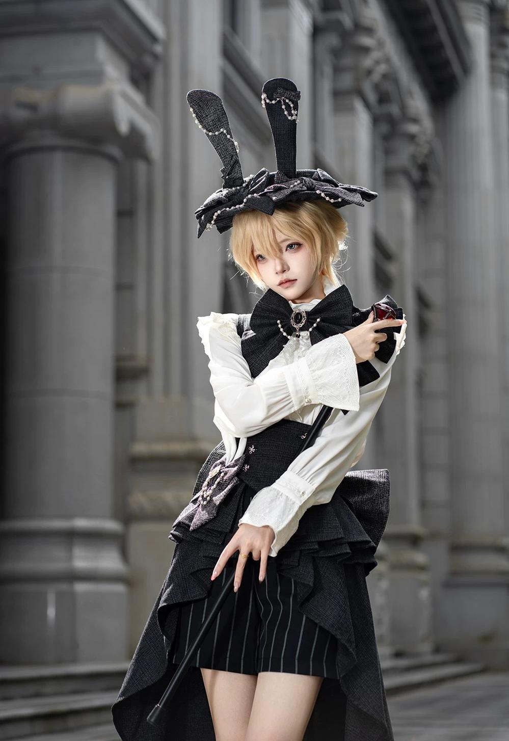 Rabbit Theater - Ouji Lolita Blouse and Waistband Set, Suspender-style 45982:870569
