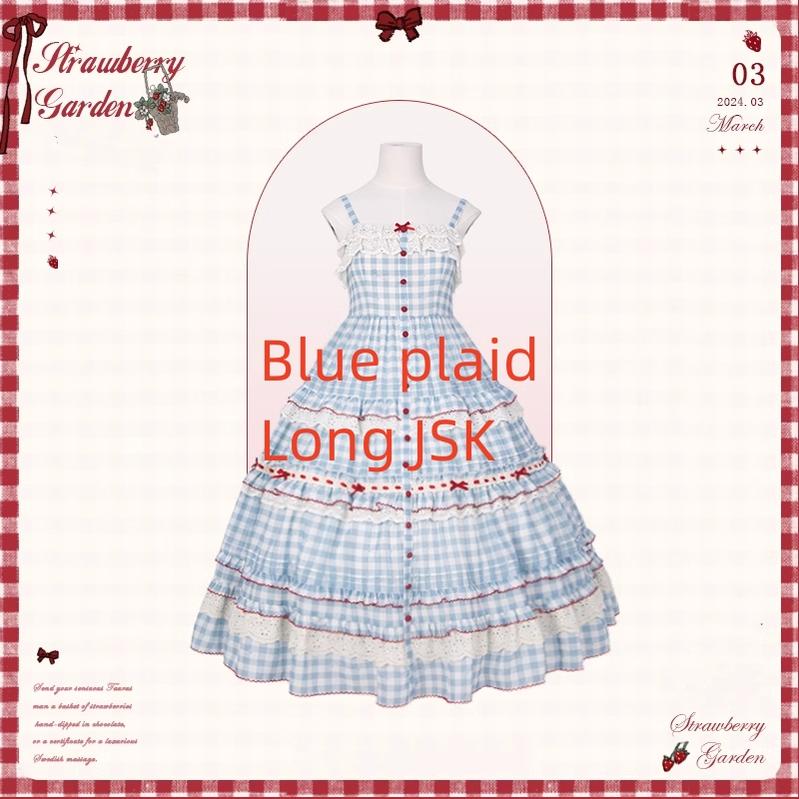 Flower and Pearl Box - Strawberry Basket - Country Lolita Dress Plaid Summer Spring Dress (L M S XL) 35676:498036