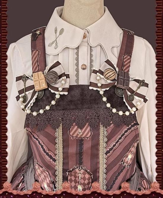 Chocolate Carousel - Peter Pan Collar Old School Lolita JSK Dress, Carousel Print