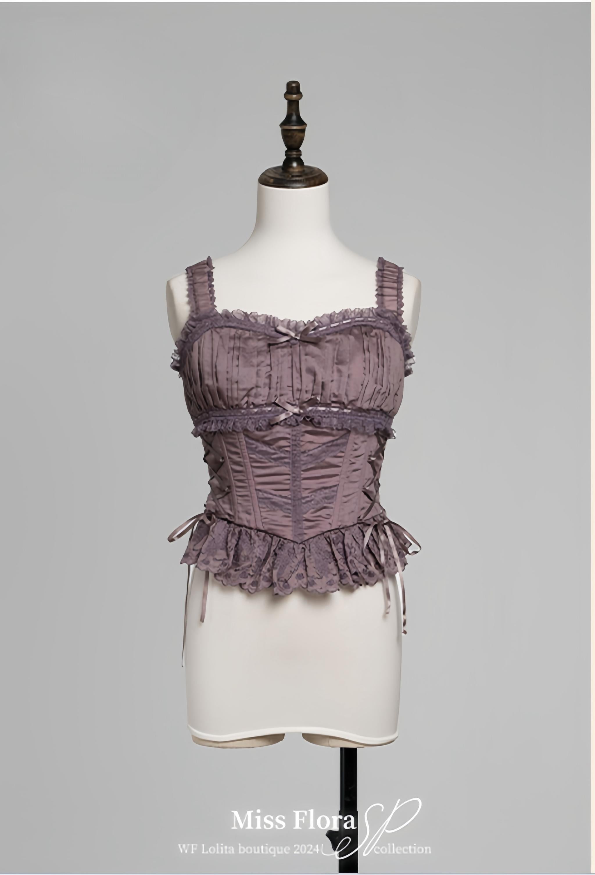 MEEKWIND - Miss Flora - Elegant Lolita Bodice Suit Tiered Skirt Purple S Strap Top