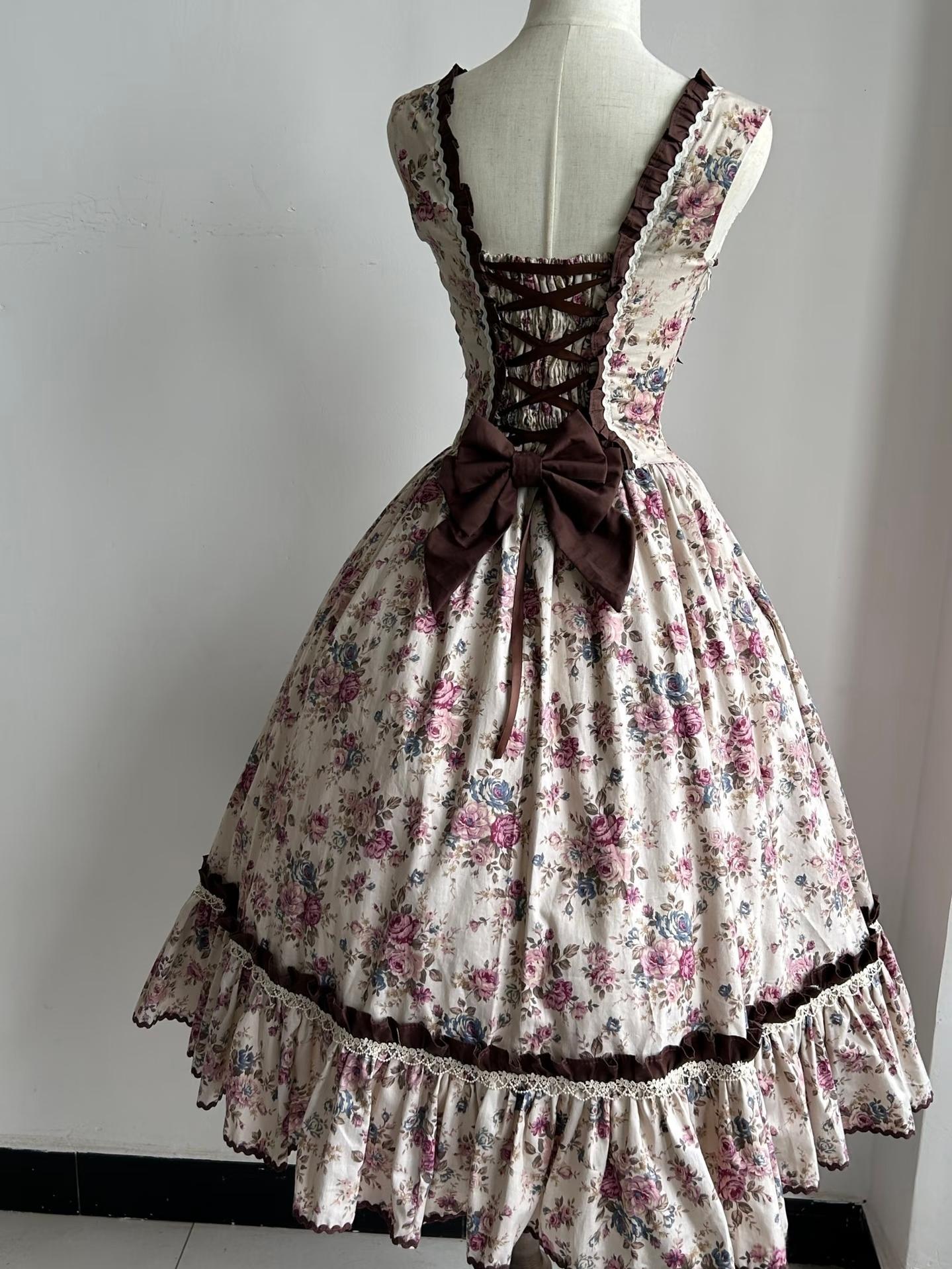 Alice in the Mirror - Albion Reverie - Floral Printed Old School Lolita JSK, Bust-Supporting Dress 44299:802565