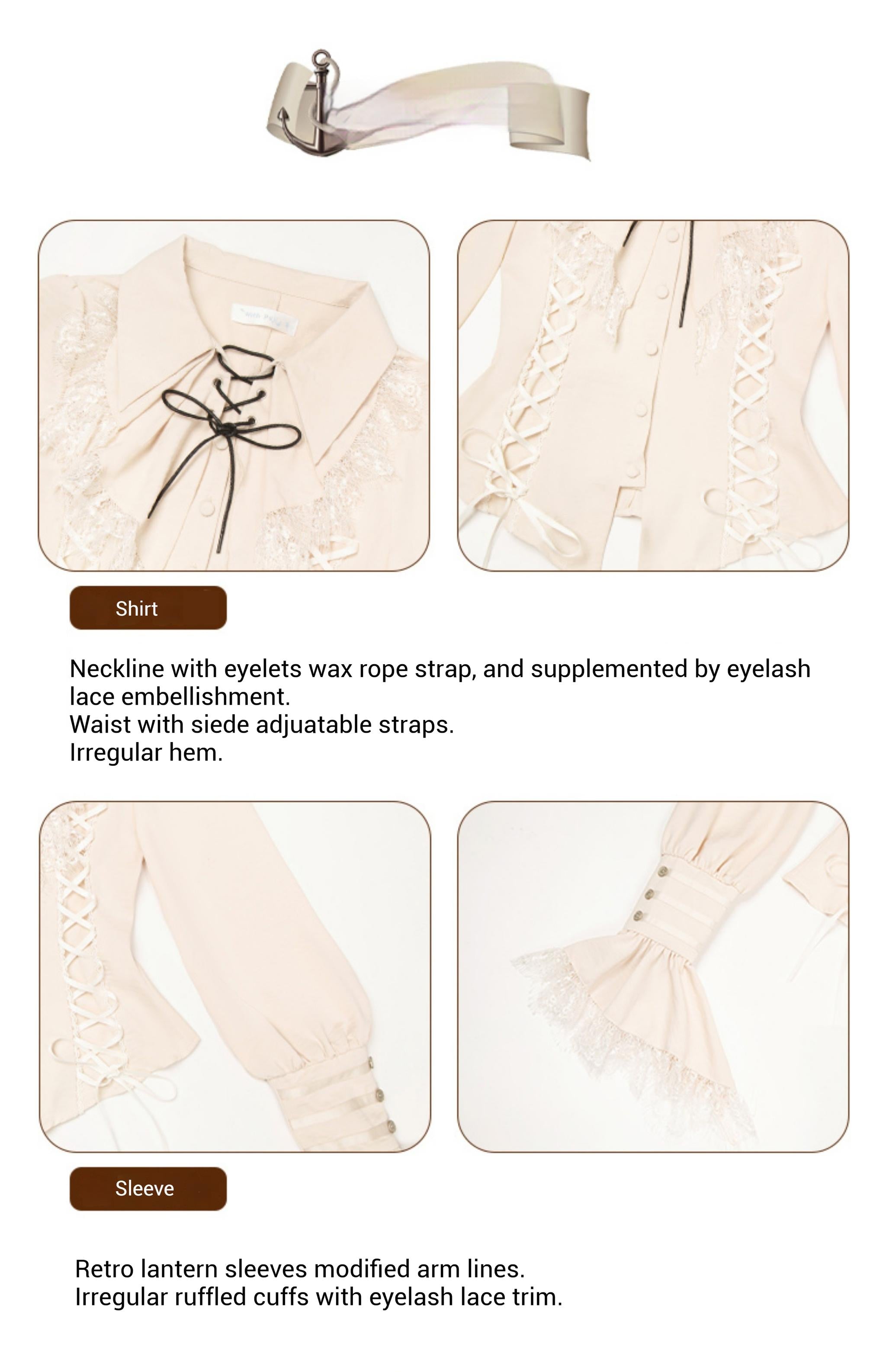 With PUJI~Hunter of Gold~Ouji Lolita Shorts/Pants Outfit Twins Set 42926:762169
