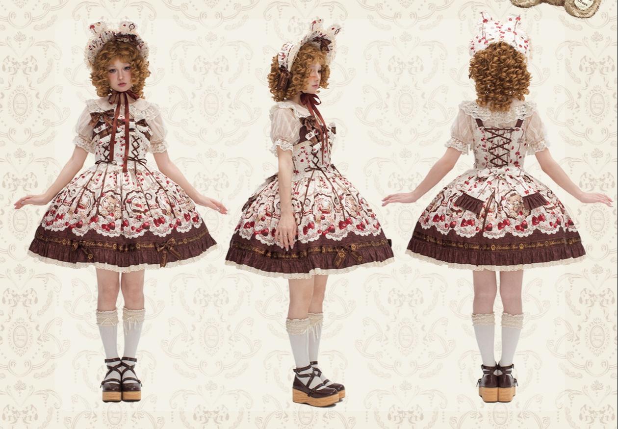 Cookie Treasure Box - Sweet Lolita Dessert Printed JSK Dress with Ribbon Bows 45542:851716