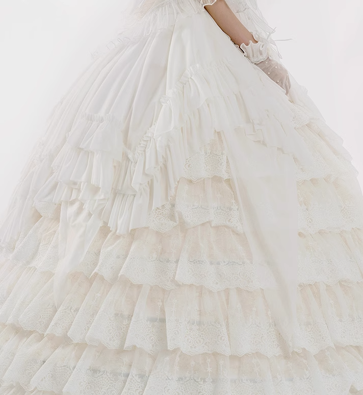 Sentaro - Elegant Lolita A-line Fish-bon Adjustable Tiered Skirt 15014:208916