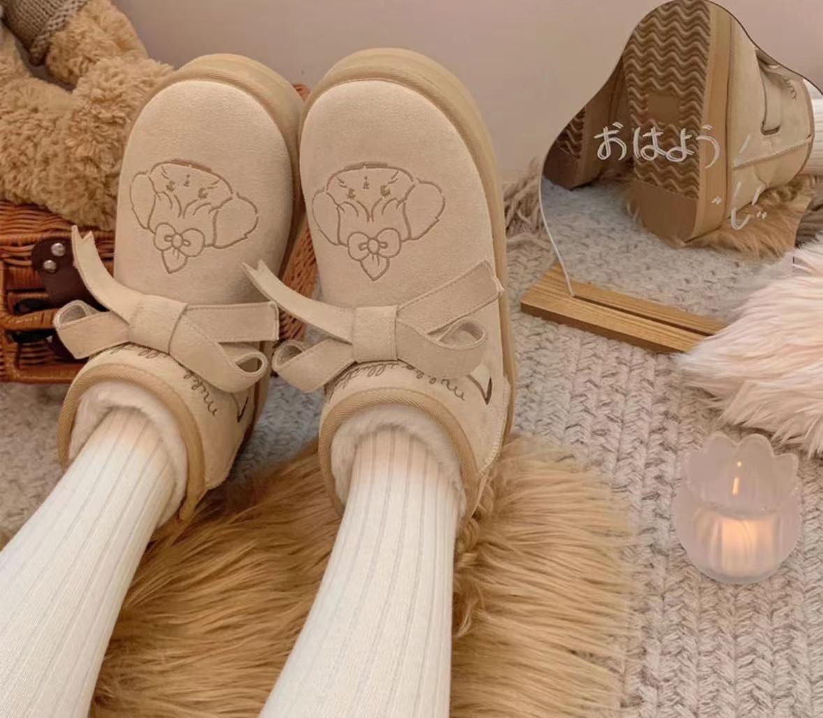 Sheep Puff~Winter Lolita Shoes Warm Fleece Snow Boots   