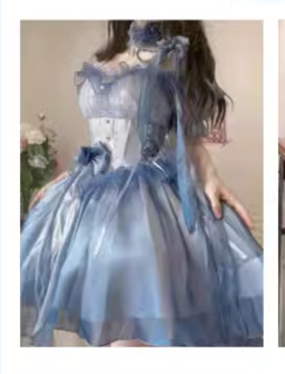 Meowing and fruity - Elegant Lolita Gradient Dark Blue Prom Dress Set
