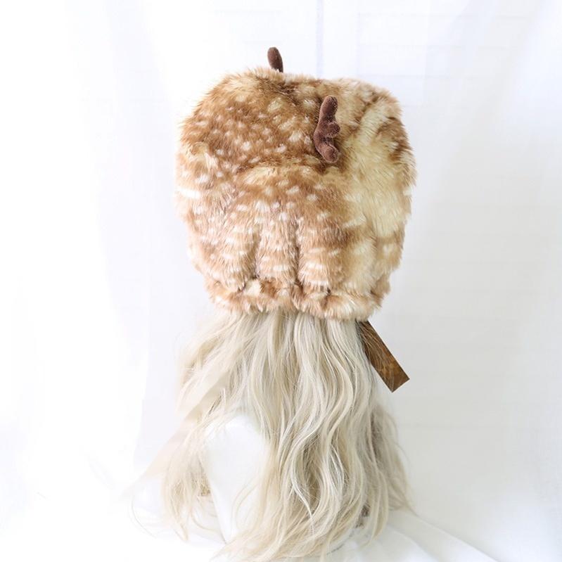 Xiaogui - Deer Spot - Japanese Kawaii Lolita Hat Cute Antler Fleece Lei Feng Hat