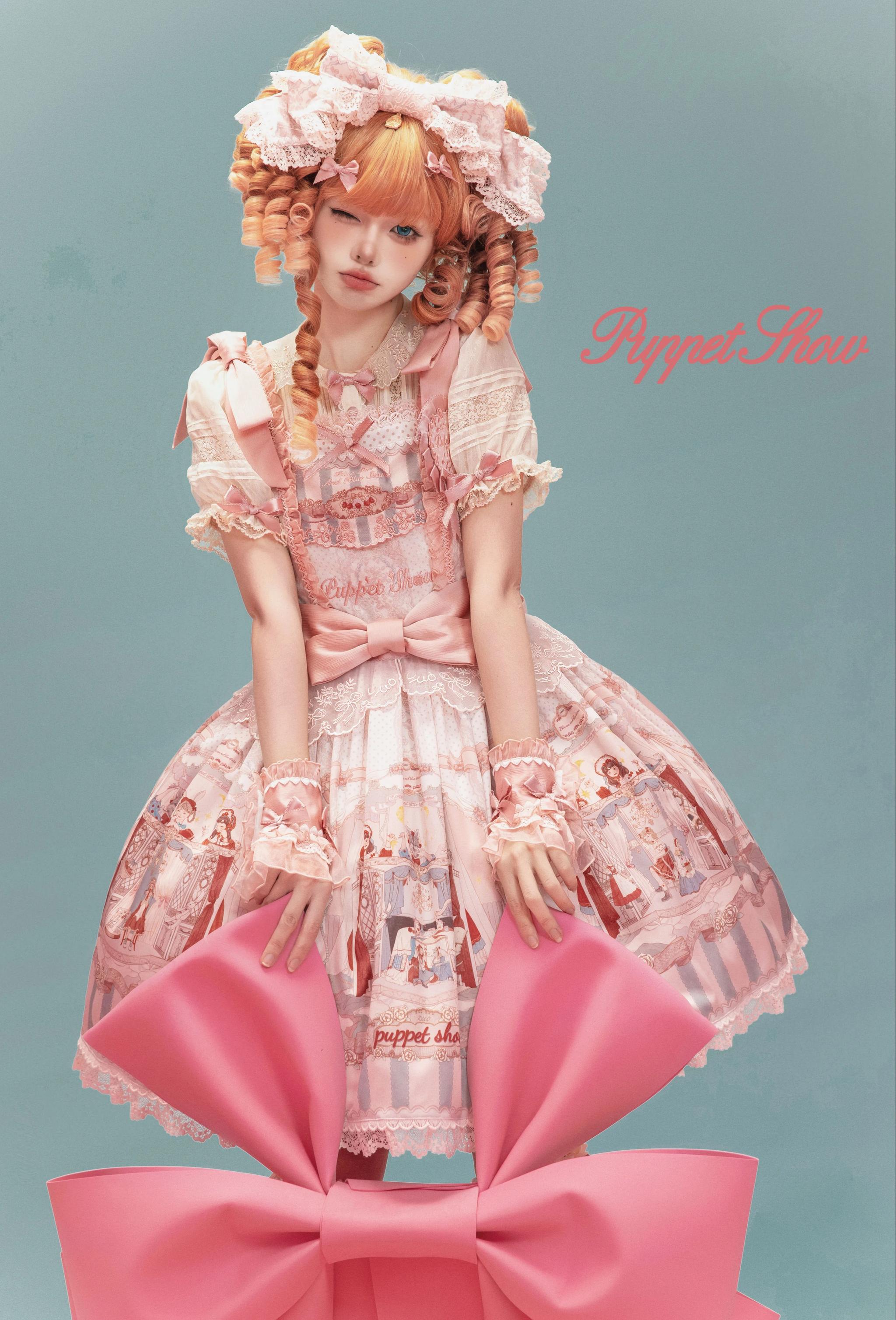 Puppet Show - Doll-like Lolita Embroidered Collar JSK, Puppet Show Print 45823:864762