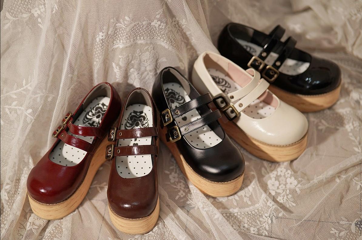 (Buy for me) MODO~Retro Lolita Round Toe Wood Bottom Shoes 22594:319880