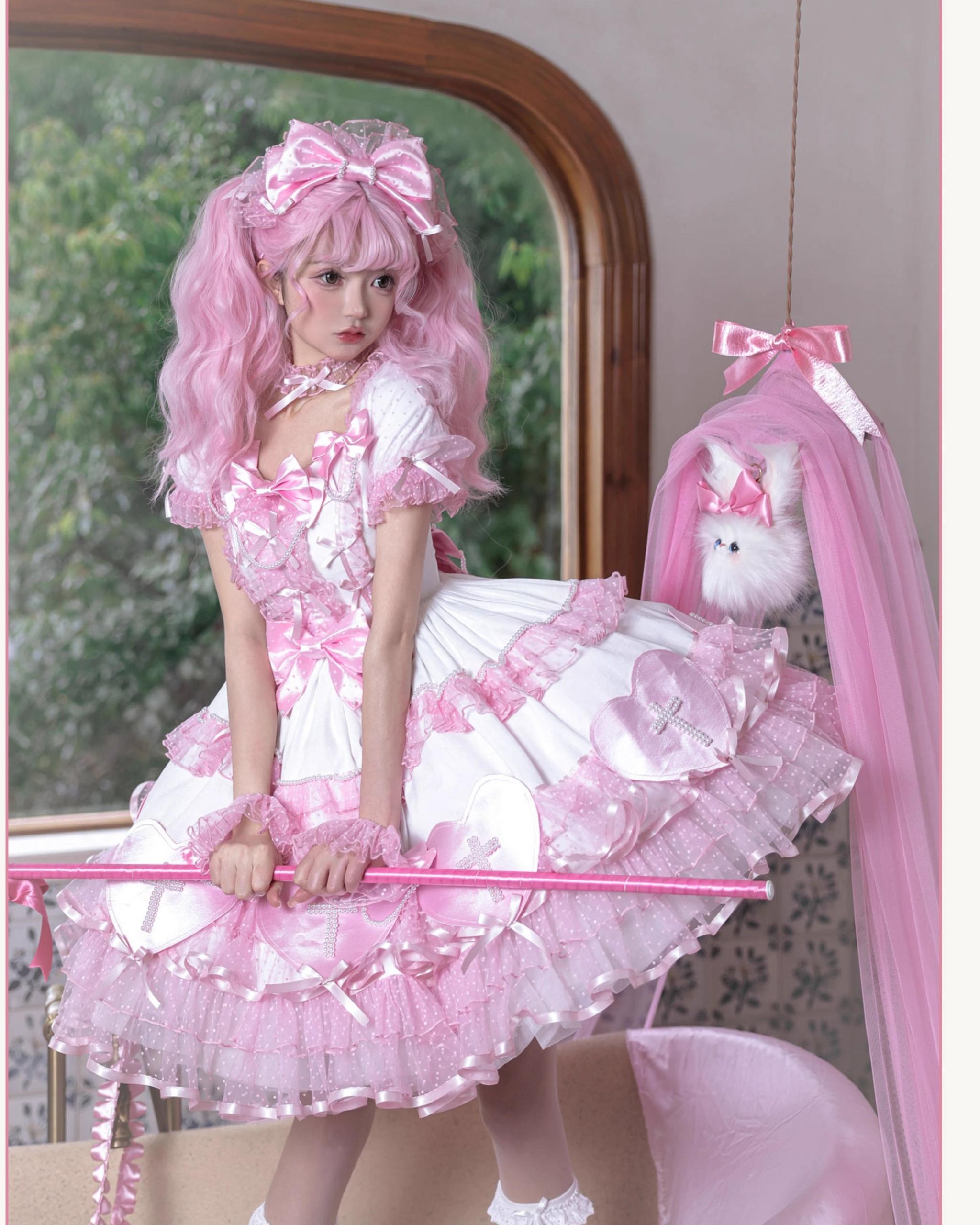 Showa Cross Lovers - Old School Lolita Heart Shaped OP Dress Accessories 39228:617136