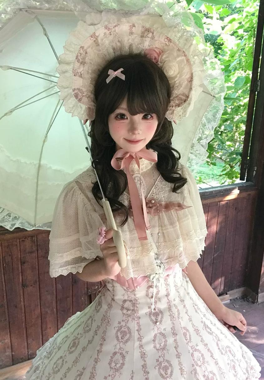 Whispers of Blossoms & Candlelight - Sweet Lolita Floral Printed JSK Dress with Bows 45631:856588