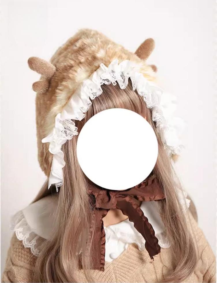 The Accessories' Story - Plush Kawaii Lolita Winter Hat, Deer Ear