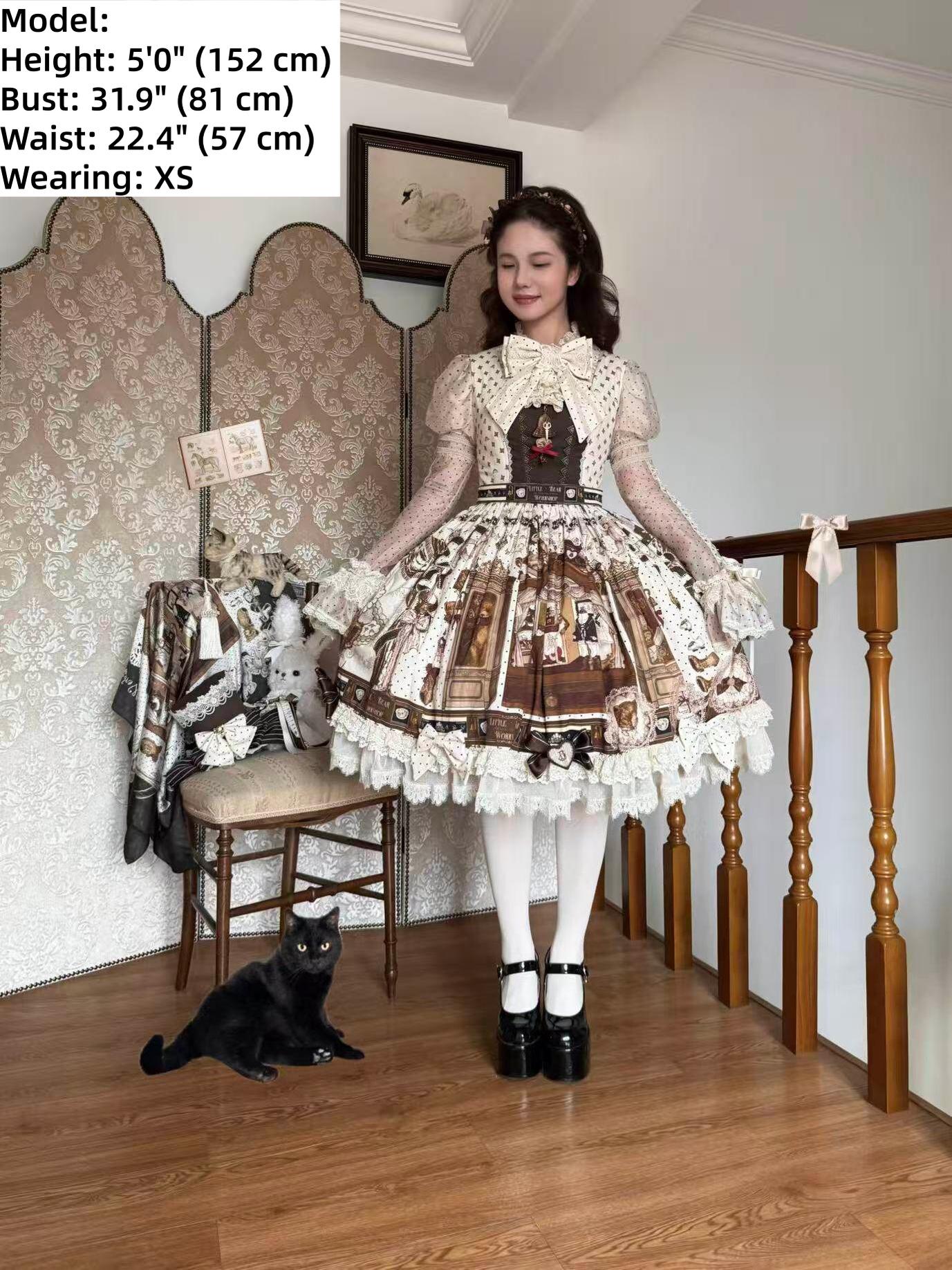 Little Bear Workshop - Cotton Sweet Lolita JSK & OP Dress, Printed Bodice