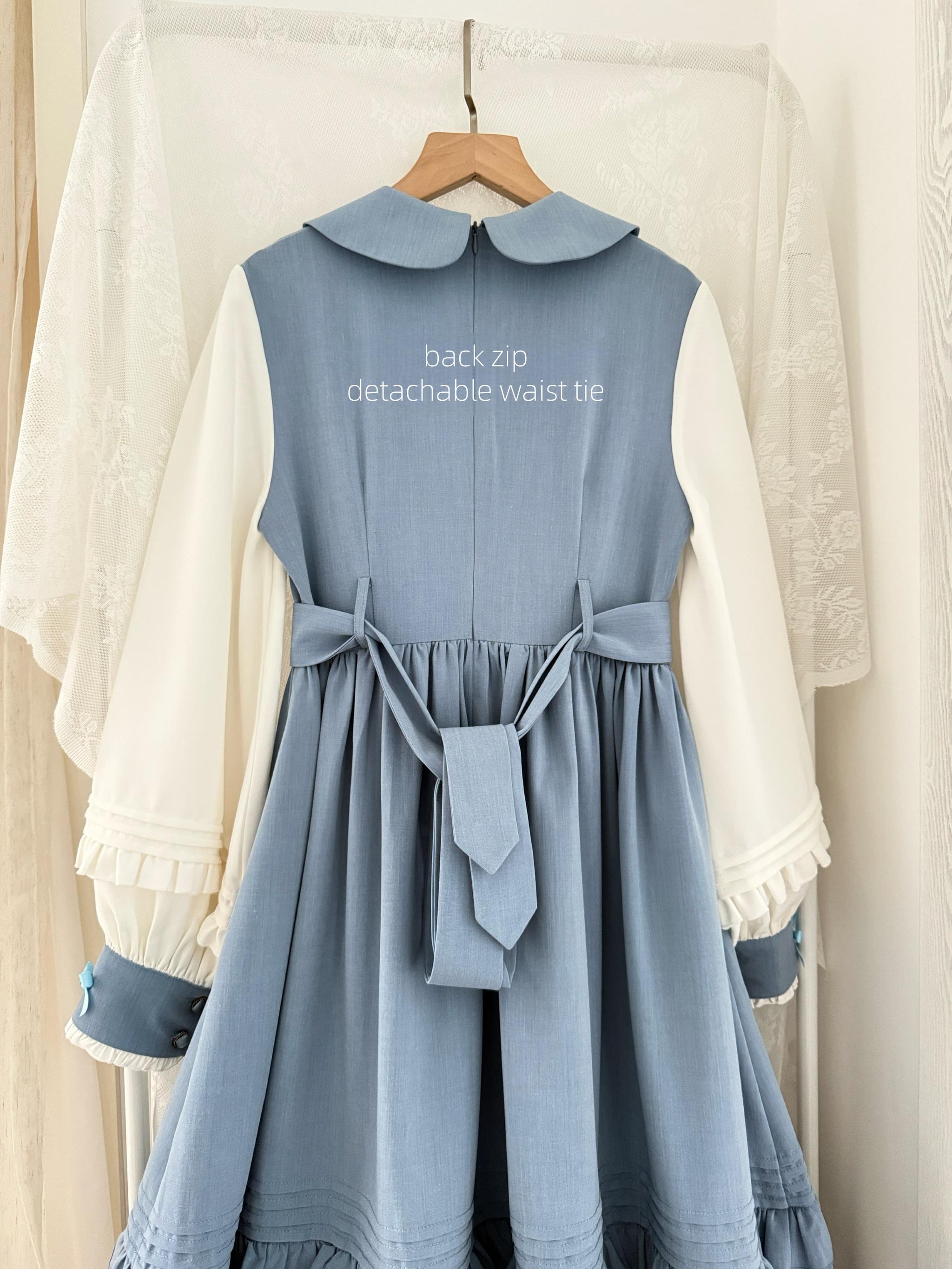 Verdant Name - High-waisted Classic Lolita Dress, Embroidered Bellflower