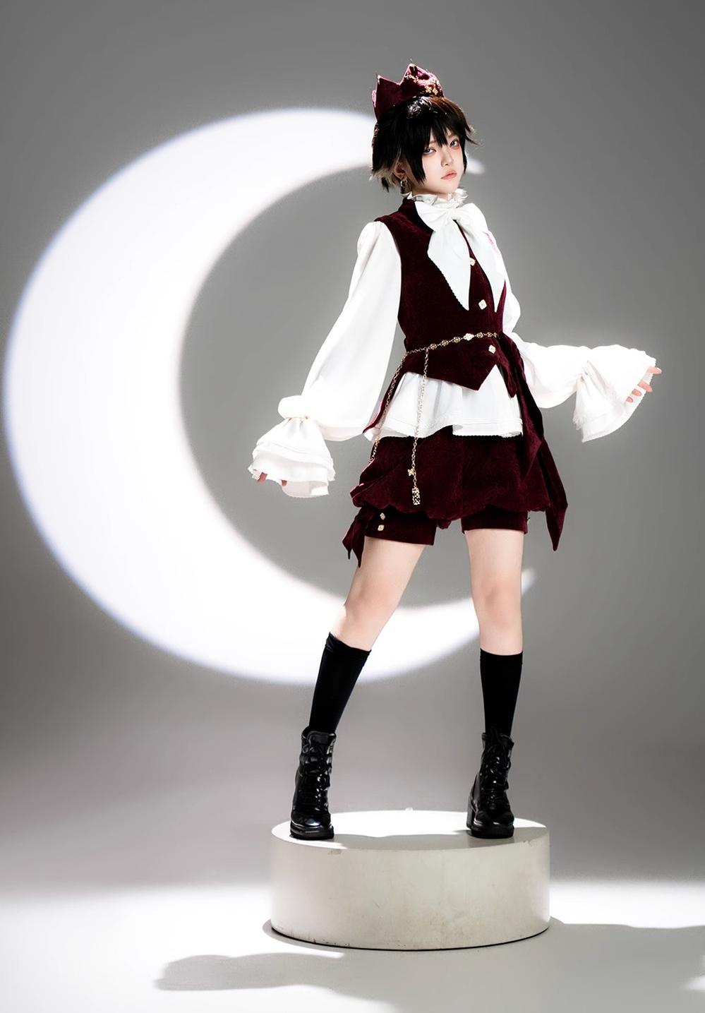 Princess Chronicles - Hare Hunter - Vintage Red Ouji Suit With Bunny Ear Hooded Jacket 42967:769890