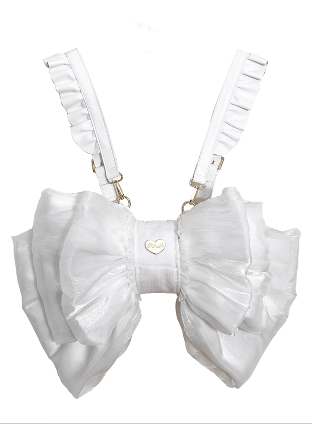 (Buyforme)Boguta~ Satin Butterfly Bow Bag Versatile Elegance Lolita Bag S white bag+white shoulder strap 