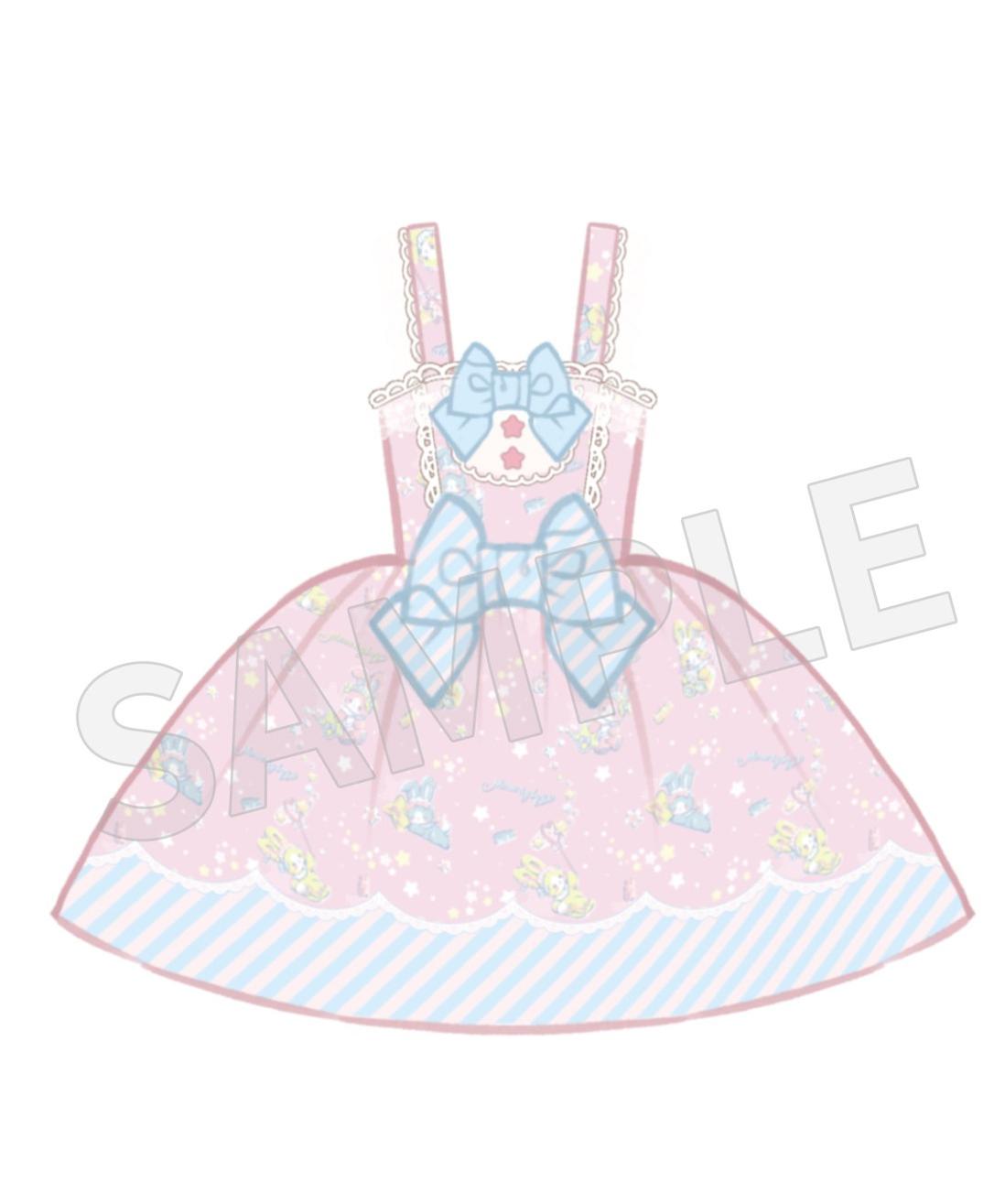 Star Gummies - IP Collaboration Sweet Lolita Dress, Bunny Print & Lace (L M S) 44608:830650