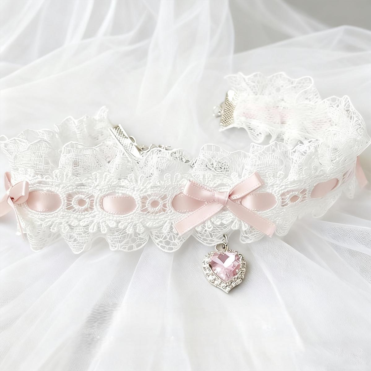 Sweet Lolita Choker, Heart Rhinestone & Bows 45011:831671