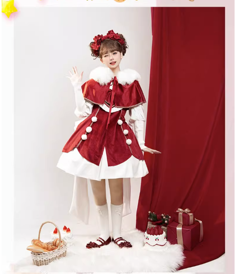 Daydream Whisper - Plus Size Cute Sweet Making Wish Lolita JSK S red full set