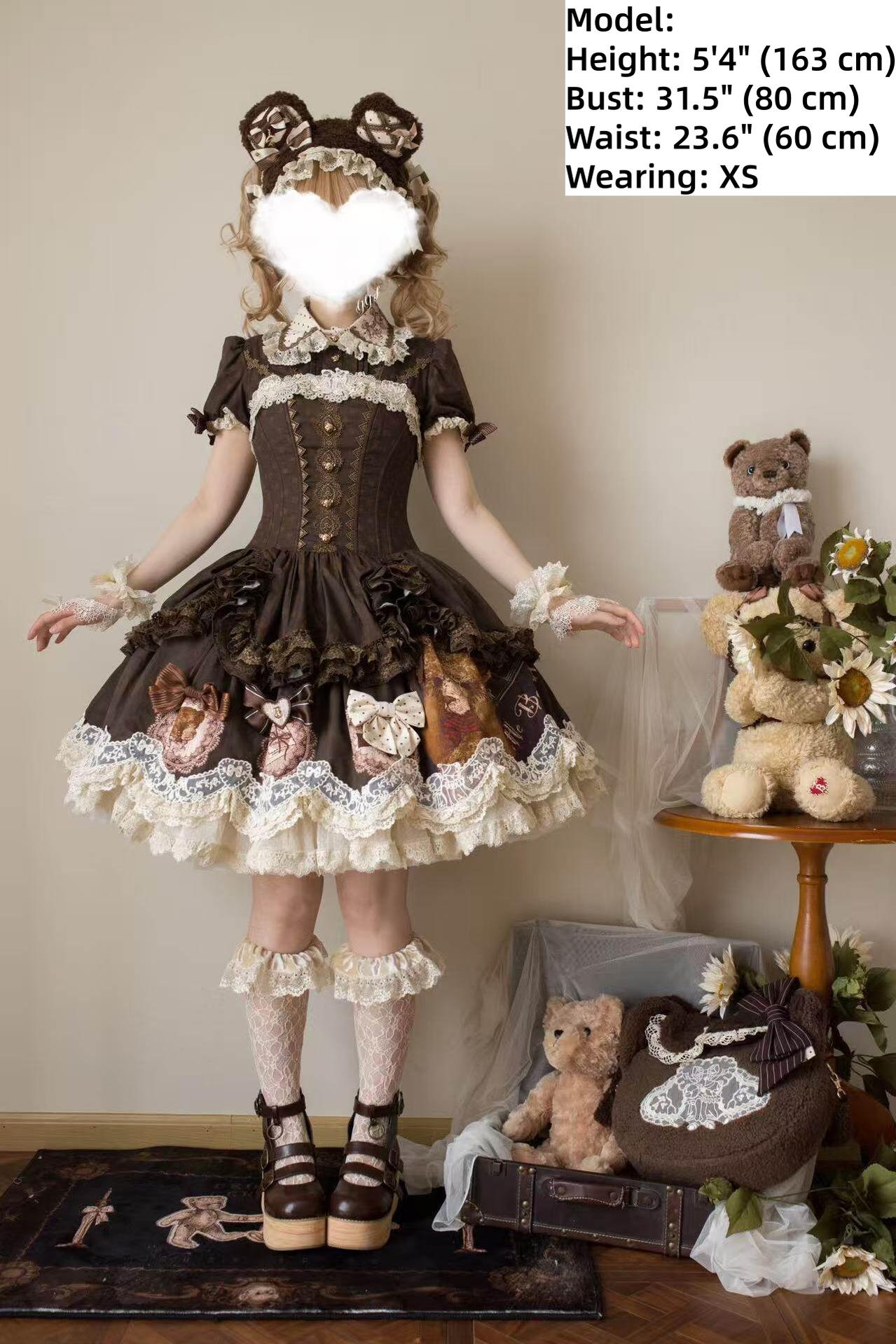 Little Bear Workshop - Cotton Sweet Lolita JSK & OP Dress, Printed Bodice