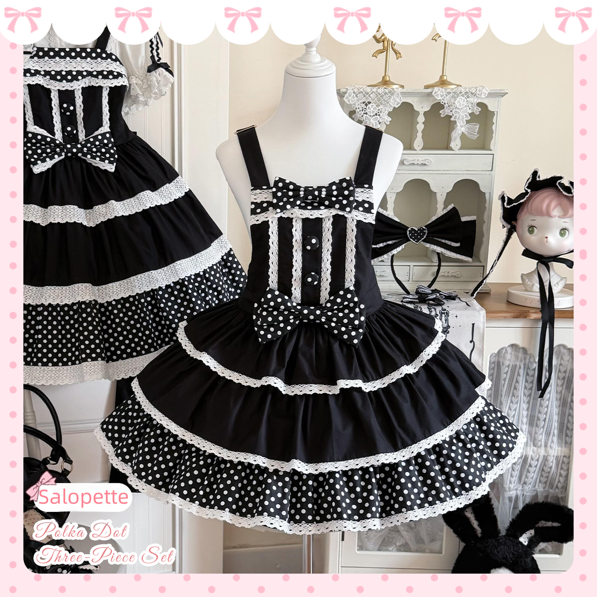 Cotton Sweet Lolita Polka Dot JSK & Salopette Dress (L M S XL) 45589:853477