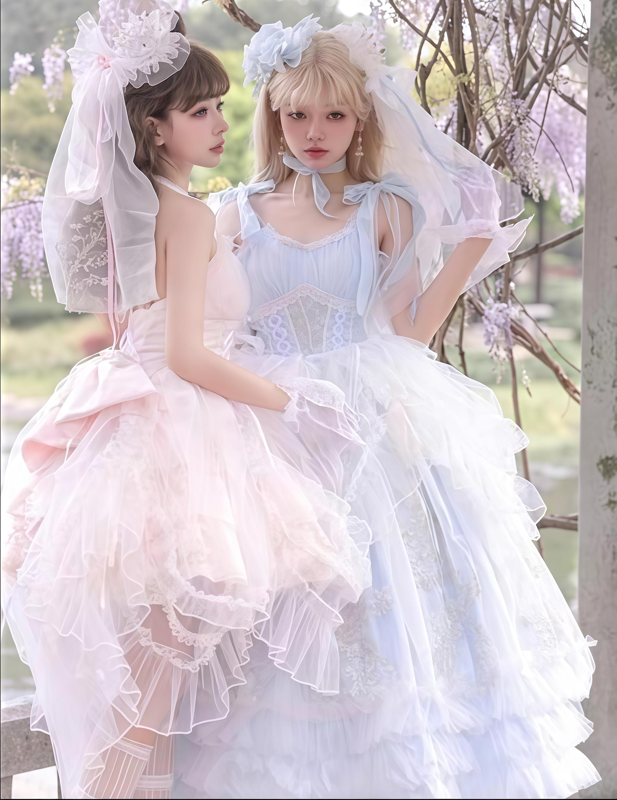 Daydream Whisper - Endless Summer - Bridal Wedding Lolita JSK Open-Back Dress 43043:776254