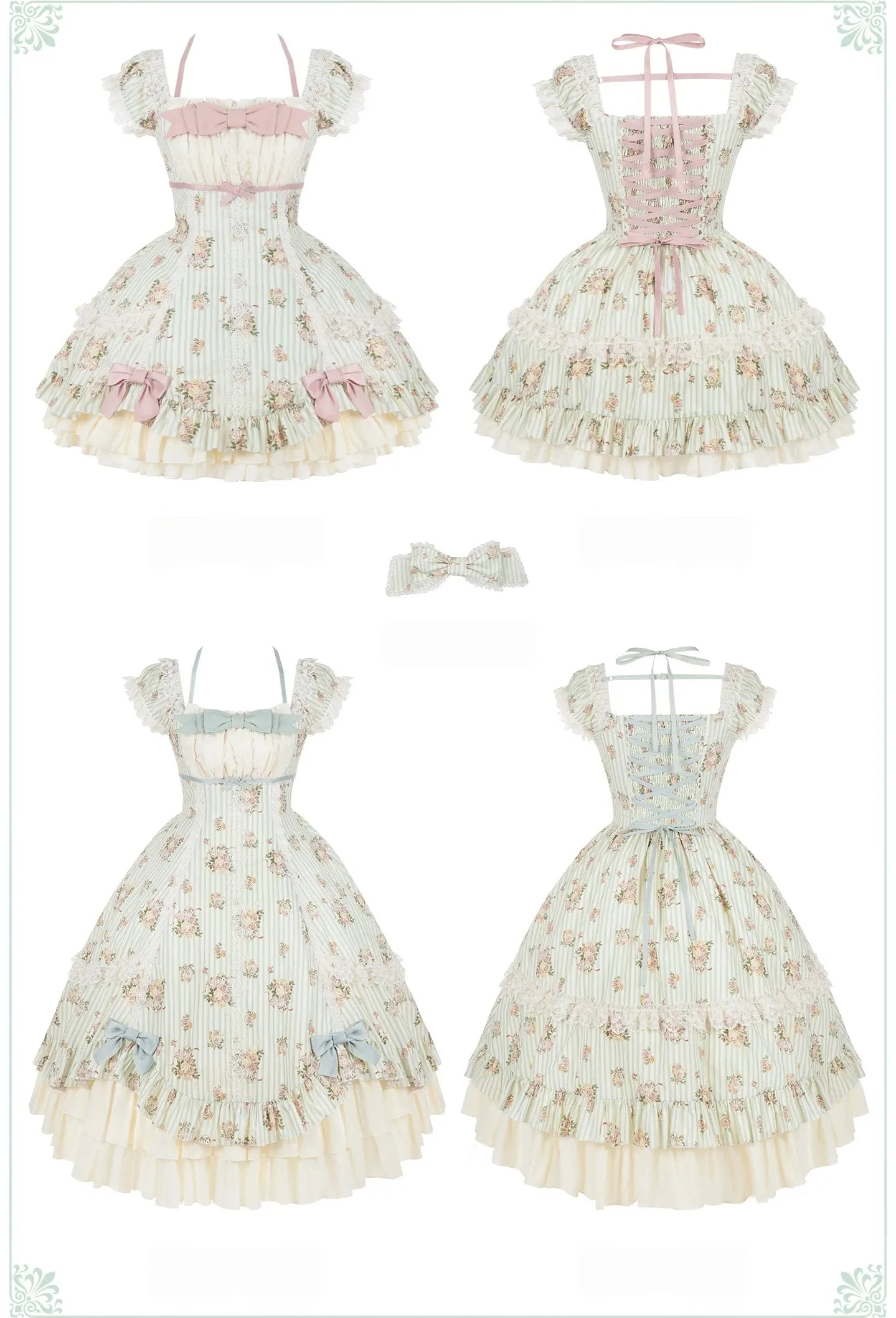 Meeting Austen - Cotton Classic Lolita Rose Printed OP Dress 45736:860053
