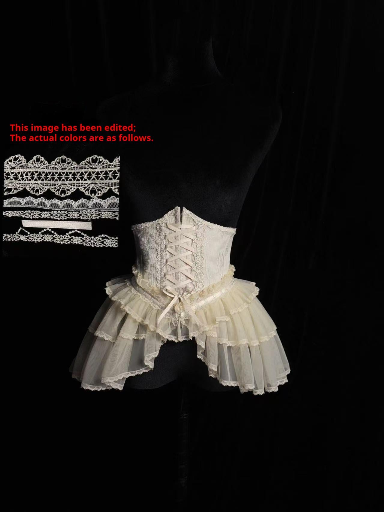 Alice Girl - Cross - Gothic Princess Lolita Corset with Multiple Layers Hem (L M S XL XS) 42125:728886