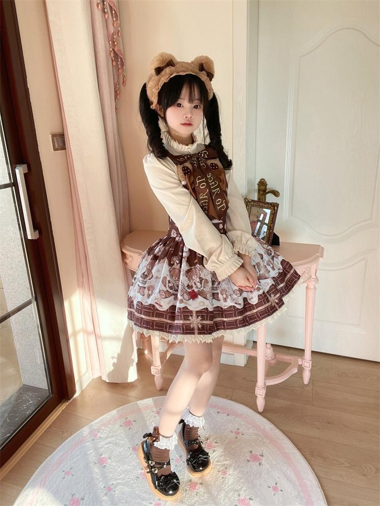 To Alice - Dear Dolls - Sweet Lolita Salopette Bear Print Dress