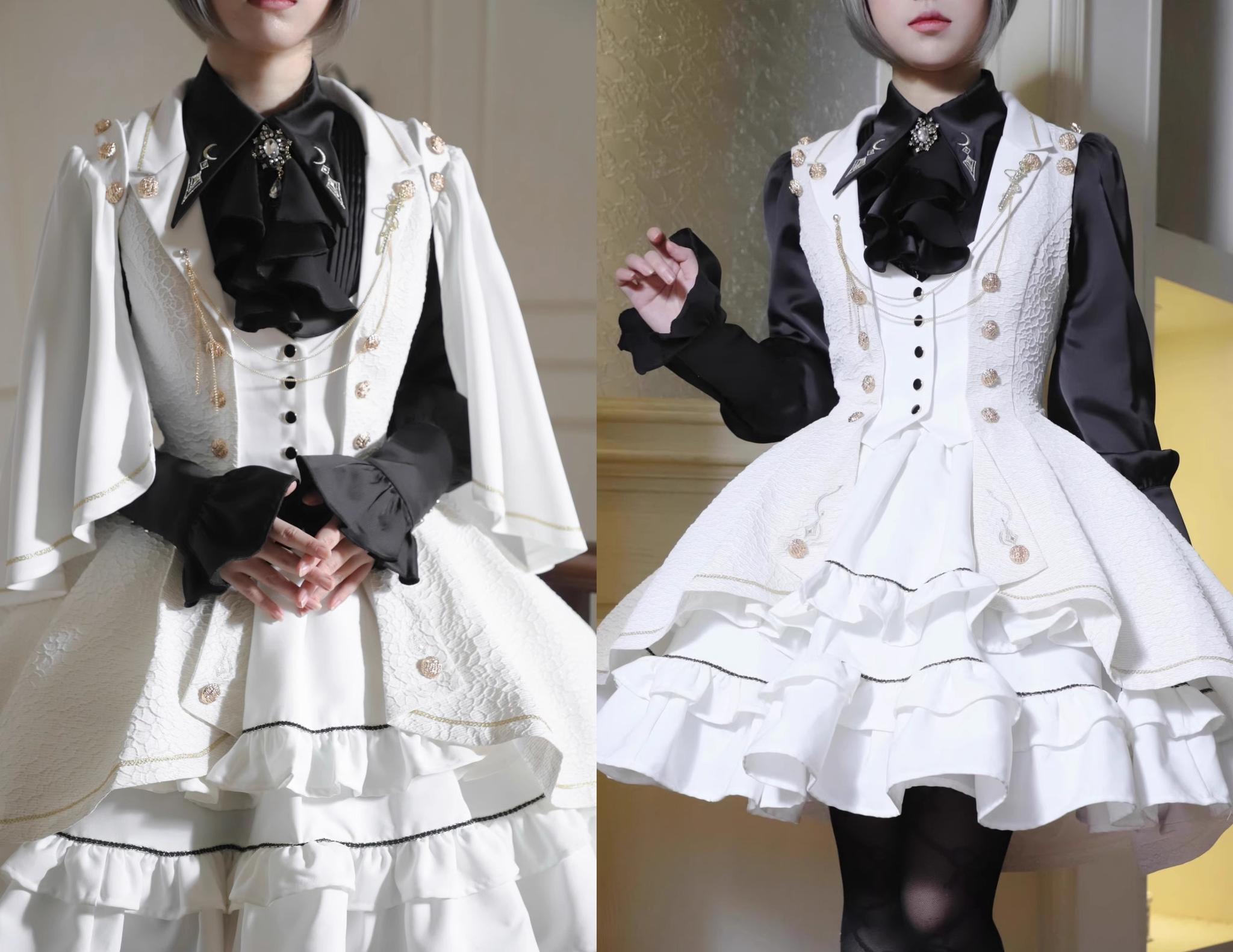 SilentMars - Fallen Moon Rule - Military Lolita Shirt Set Retro Knight Style Blouse