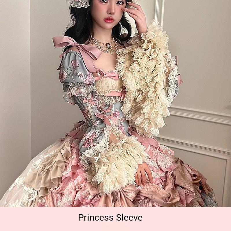 Sweet Wood - Jewel Rose - Plus Size Sweet Lolita Skirt Set in Separate Pieces Princess Sleeves Only S